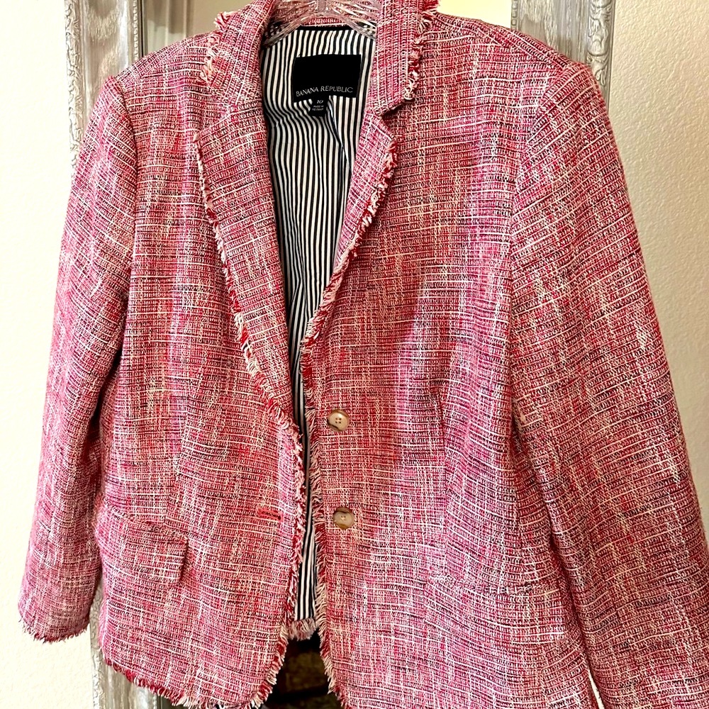 Pink Tweed Fringe M Banana Republic